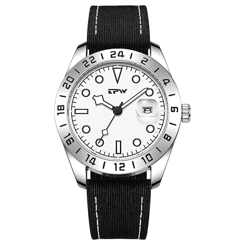 2026 TPW 40mm Quartz Watch Stainless Steel Strap Luminous Display Rotating Bezel Quartz Analog Timepiece with Date Feature