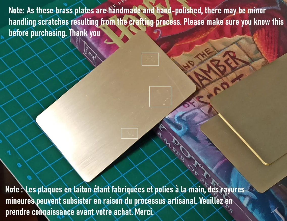 Handmade Polished Thick 0.8mm Double Side Brushed Finish Metal Brass Business Cards For Laser Engraving Stamping