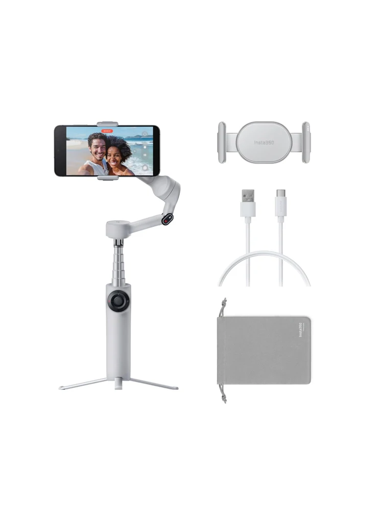 Insta360 Flow 2 handheld gimbal stabilisator AI Filmmaker 360 Infinite fan Active Zoom track voor iPhone Insta 360 Flow 2 - afbeelding 2
