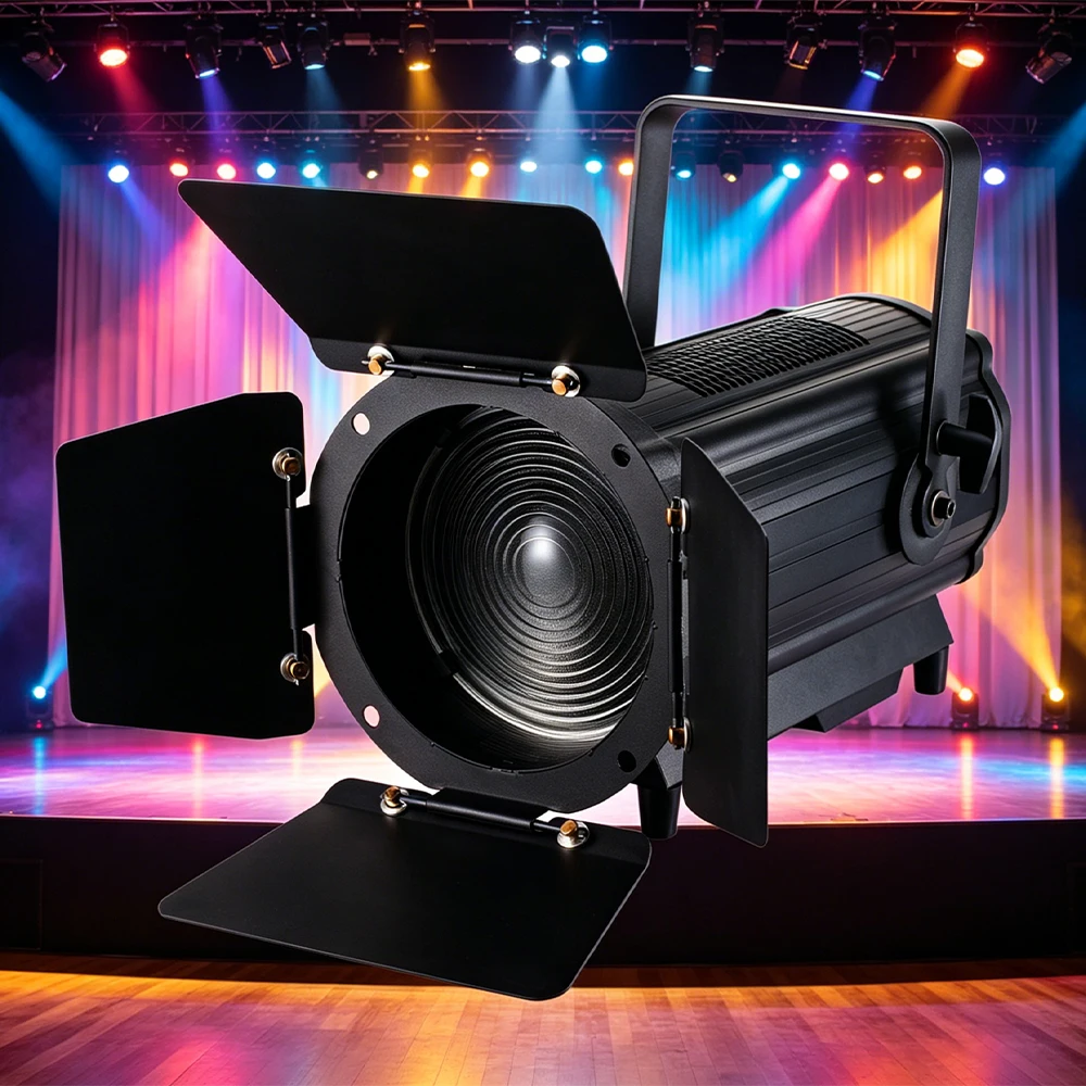 400W LED Fresnel Spotlight, 8°-90° Zoom, Manual or Auto Zoom Optional Thearter Stage Effect Light