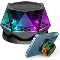 Magnetic Diamond Bluetooth Speaker Small Wireless Speaker RGB Color Light Portable Phone Stand for iPhone Android TWS Pairing