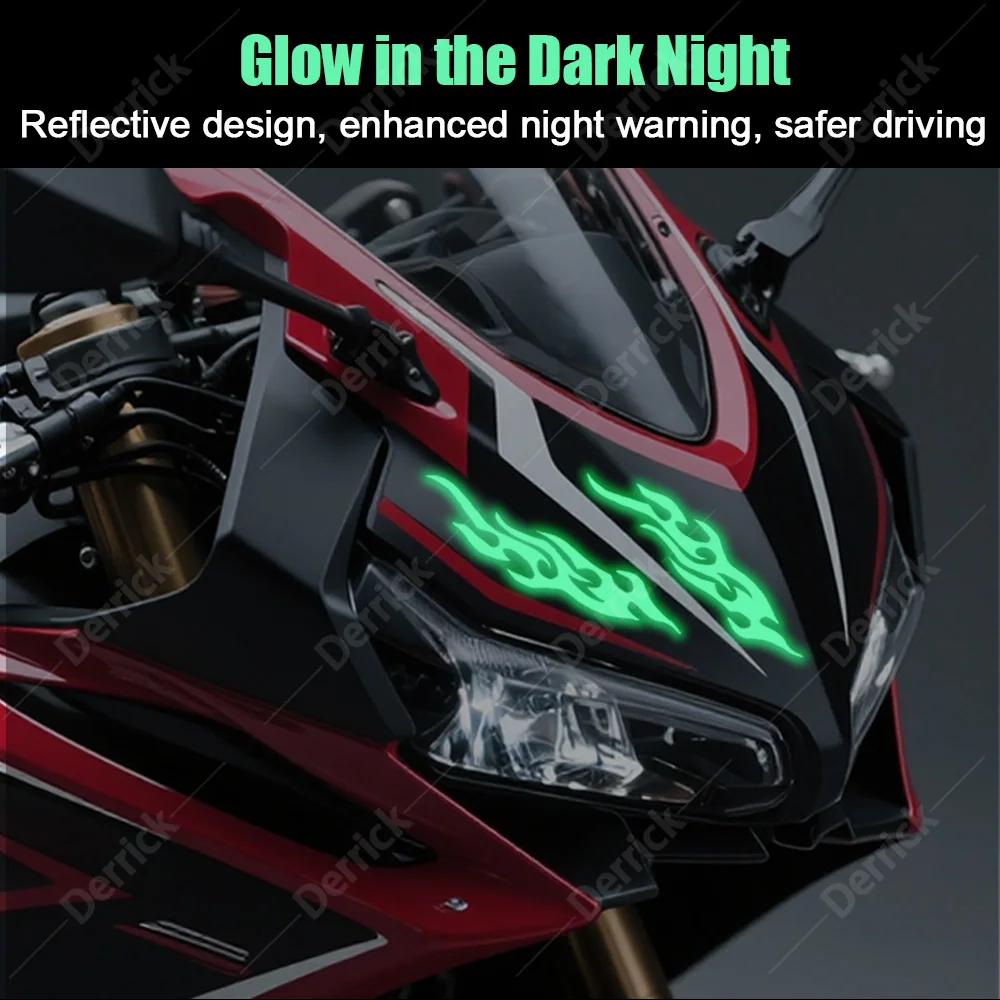2 PCS Motorcycle Glow Stickers - personalized Waterproof Stickers Suitable For Motorcycle Fuel tanks And Helmets