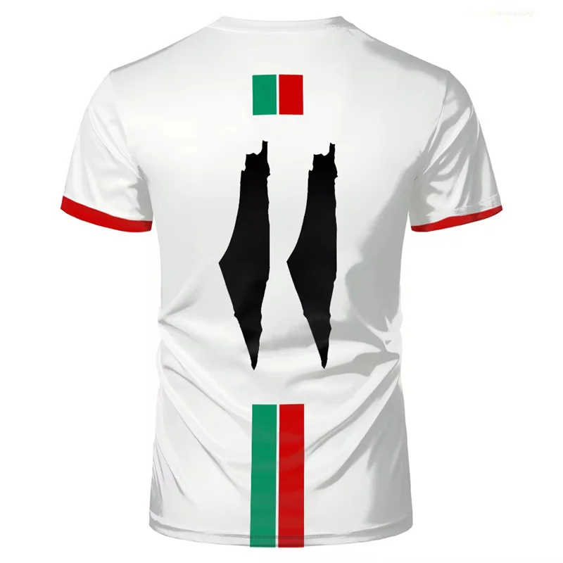 T-shirt de football palestinien imprimé en 3D pour hommes, manches courtes, col rond, décontracté, mode estivale