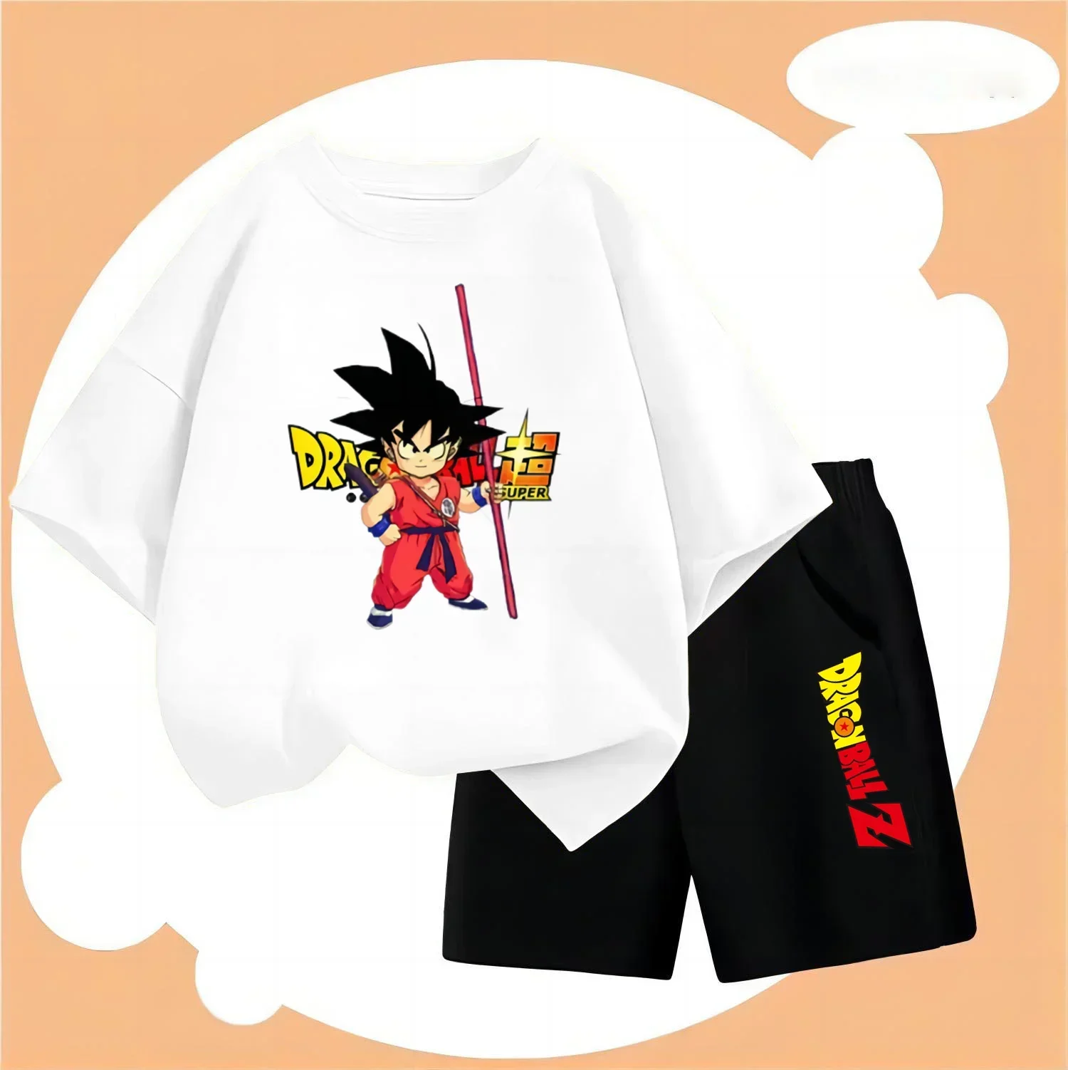 Goku Children's Clothing 2024 Couple -shir T Shirt Set Dragonball Boys 2 to 12 Year Summer Suit Girl Clothes Top Mother Kids