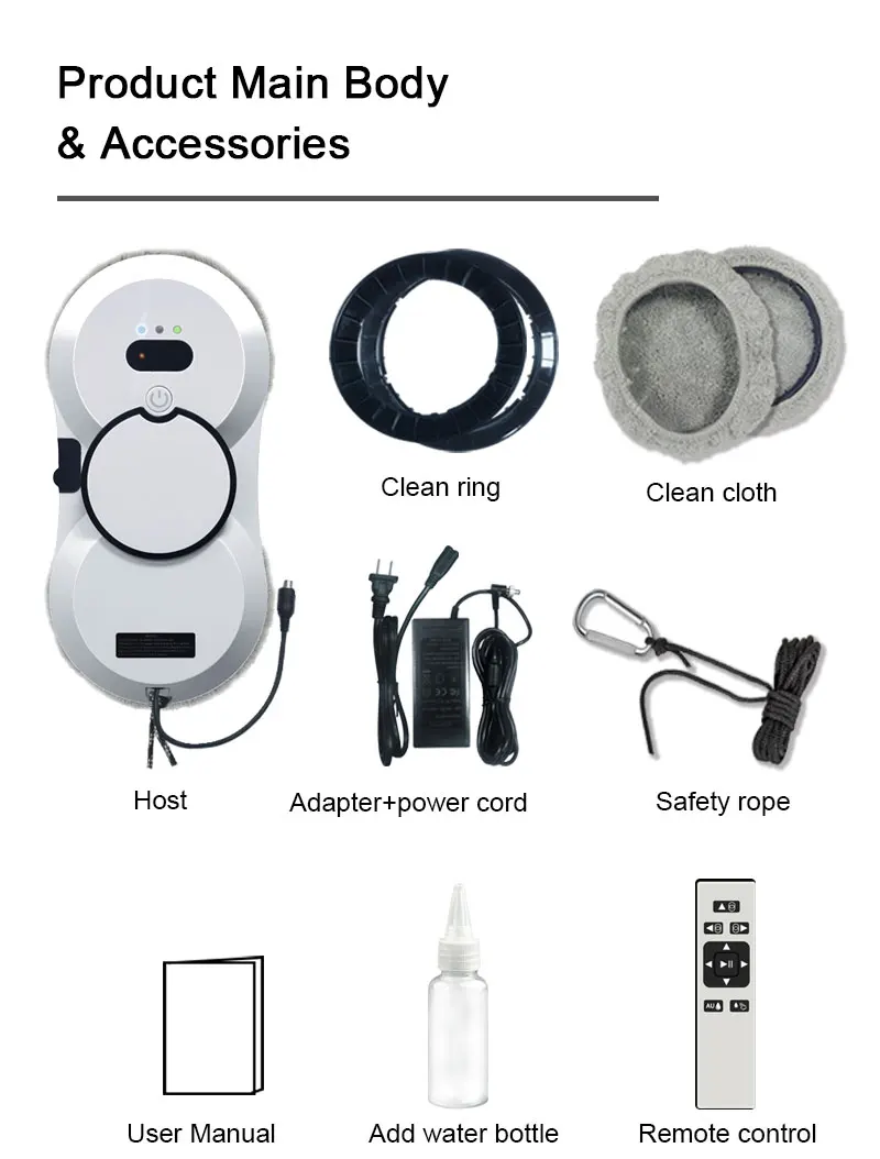 HCR-10 Ultra Thin Window Cleaning Robot Automatic Water Spray Cleaning Robot Vacuum  Indoor Outdoor Smart Glass Vacuum Cleaner