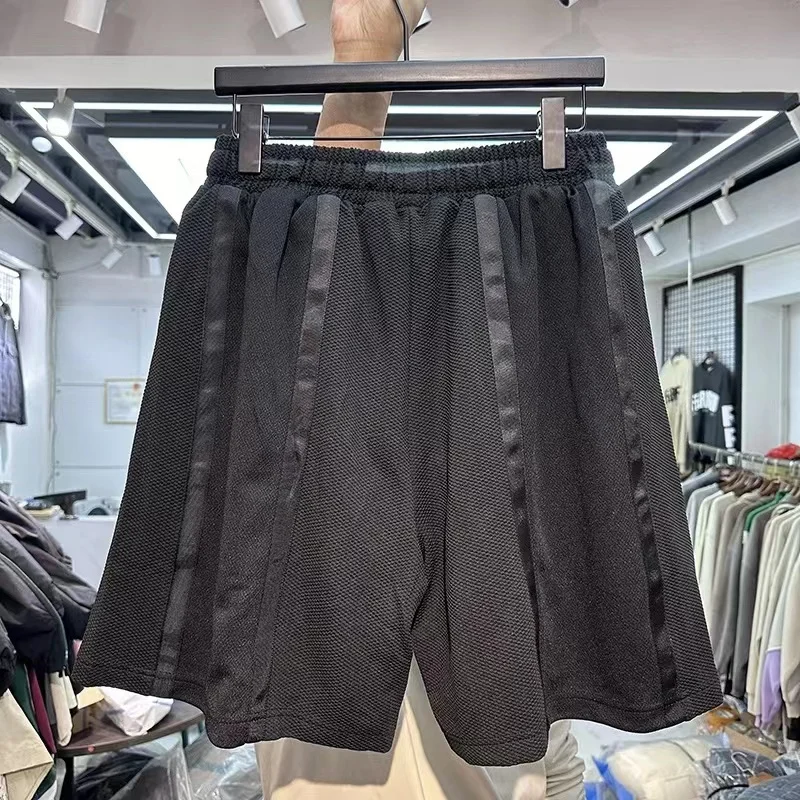 2024 New Summer Patchwork Shorts Breathable Mesh High Quality Men's Women's Pockets Drawstring Oversized Breeches