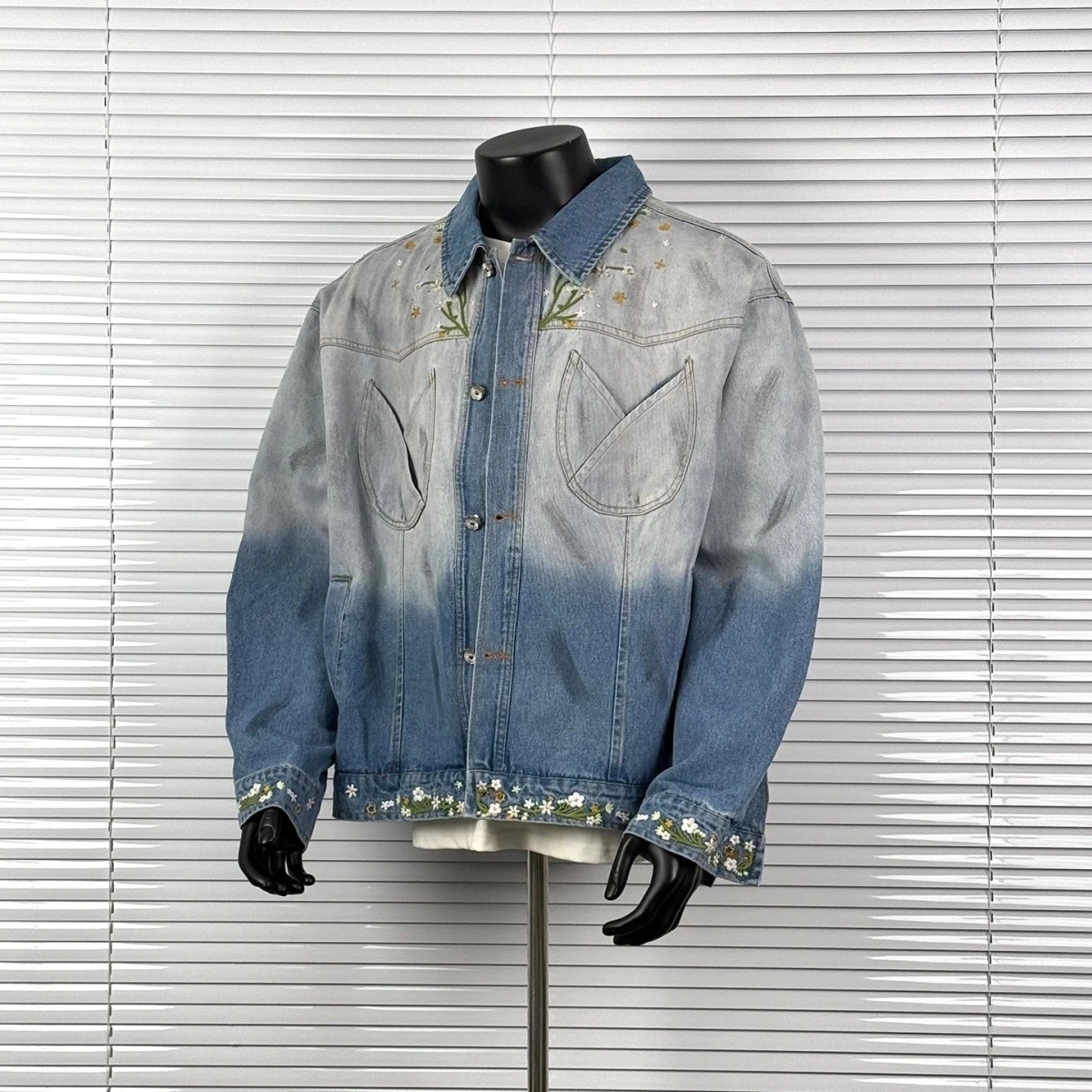 

Джинсовый джинсовый джинсовый джинт с вышивкой в стиле ретро, мужской свободный повседневный художественный маленький топ INS Jaet на осень