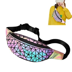 Women's fashion waist bag Holographic Geometry luminous folding chest / crossbody bag