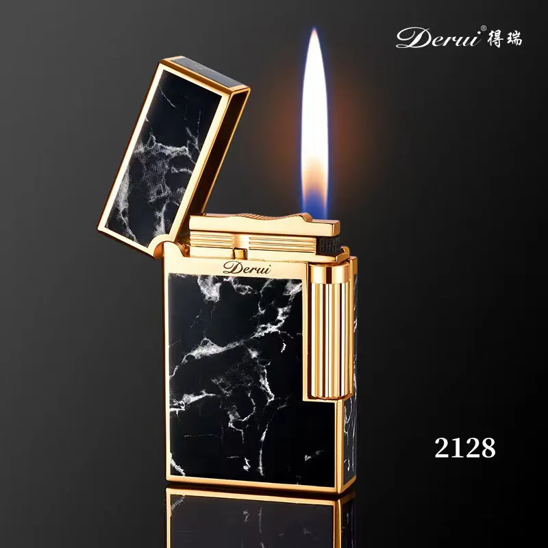 New Derui Exquisite Lighter Creative Butane Gas Windproof Straight Metal Lighter Men\'s Fun Gift Toy Cigarette Lighter