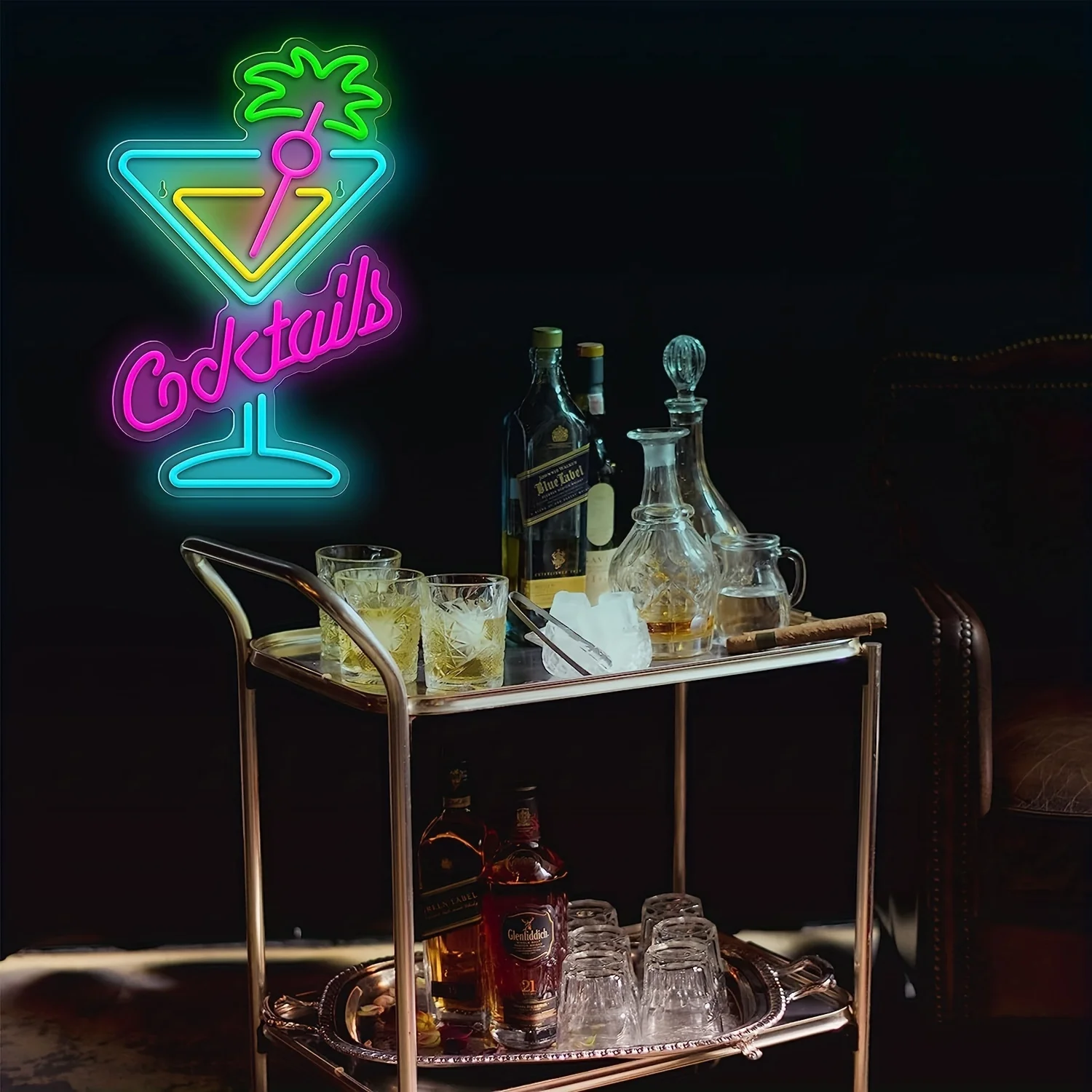Vibrant Multi-Color Cocktail Neon Light - LED Art Wall Light Perfect for Beer Bar, Party, Cocktail Bar, Nightclub Decoration
