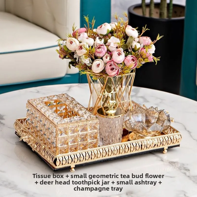 Light luxury crystal household tissue box storage carton