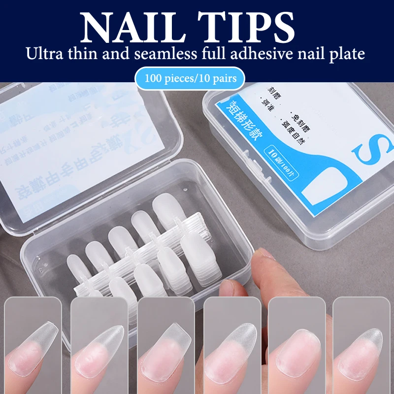 100 PCS/Box Fake Nail Tips Medium Design Matte Finish False Nails Manicure Tool Extension Press On Nails