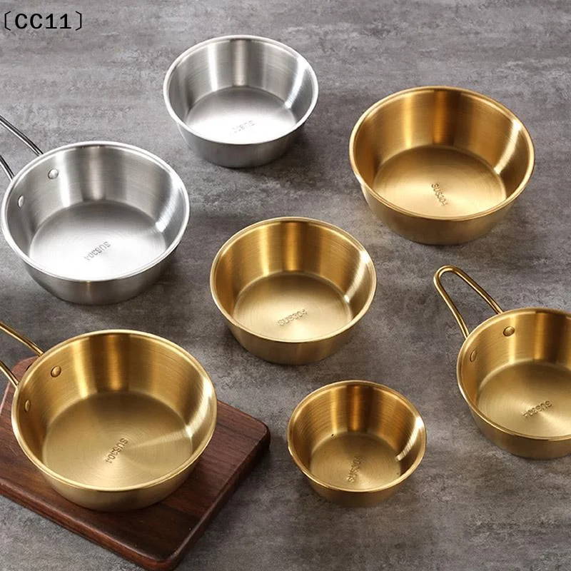Stainless Steel Household  Cuisine Bowl With Handle Rice Wine Bowls Sauce Seasoning Dish Food Serving Kitchen Tableware〔CC11〕