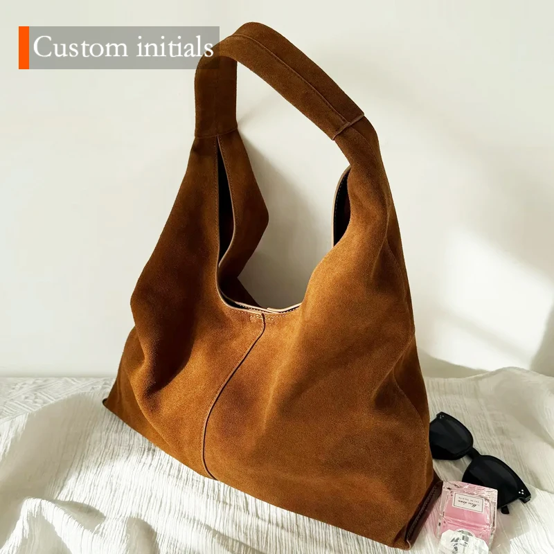 Custom Initials Natural Cowhide Tote Bags For Women Luxury Designer Handbag Purses 2024 New In Genuine Leather Underarm Shoulder