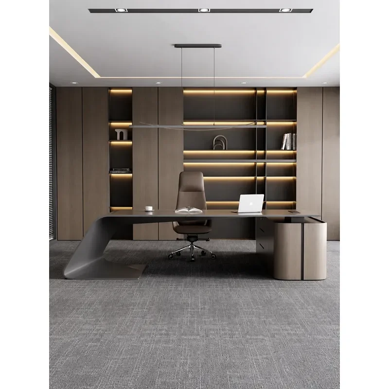 2026 New Modern Simple Light Luxury Executive Desk High End President Office Table Single Workstation with Chair Combination