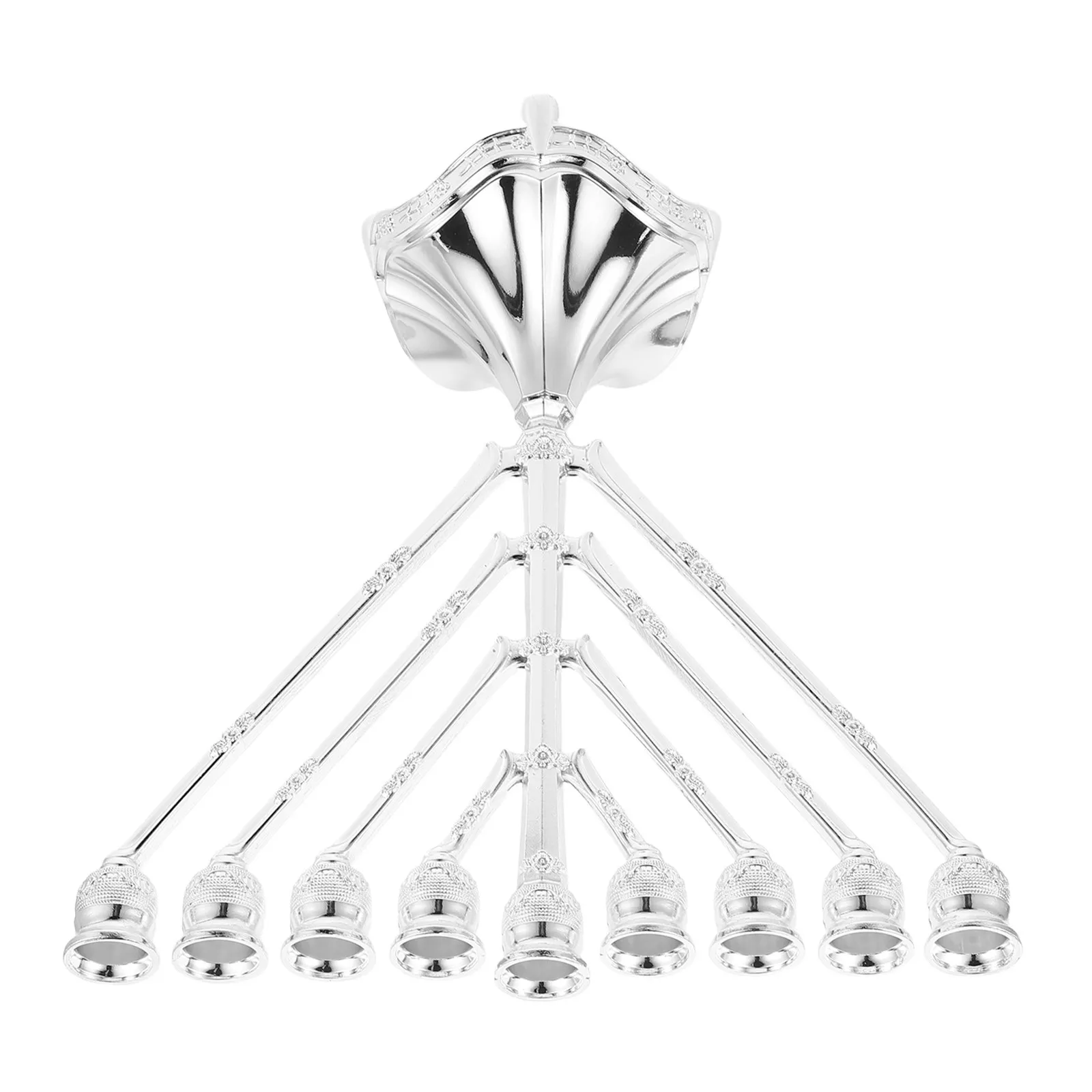 9-Arm Silver-Plated Metal Menorah for Chanukah, Jewish Holiday Decor, Housewarming & Party Judaica