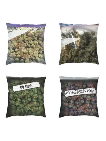 Zipper Closure Pillow Case 45/40/35CM Home Decorative Nordic Kush Flower Print Weed Cushions for Sofa Square Pillowcas