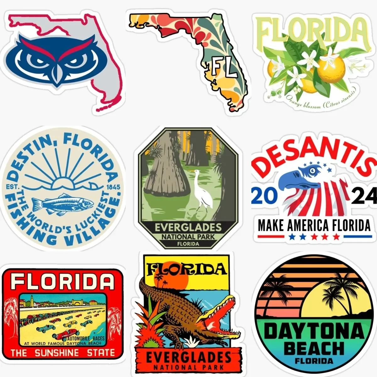 

Floridan Map Scenery Crocodile Sticker Car Laptop Accessories Camper Bike Van Truck Window Moto Wall Glass Helmet Racing Decal
