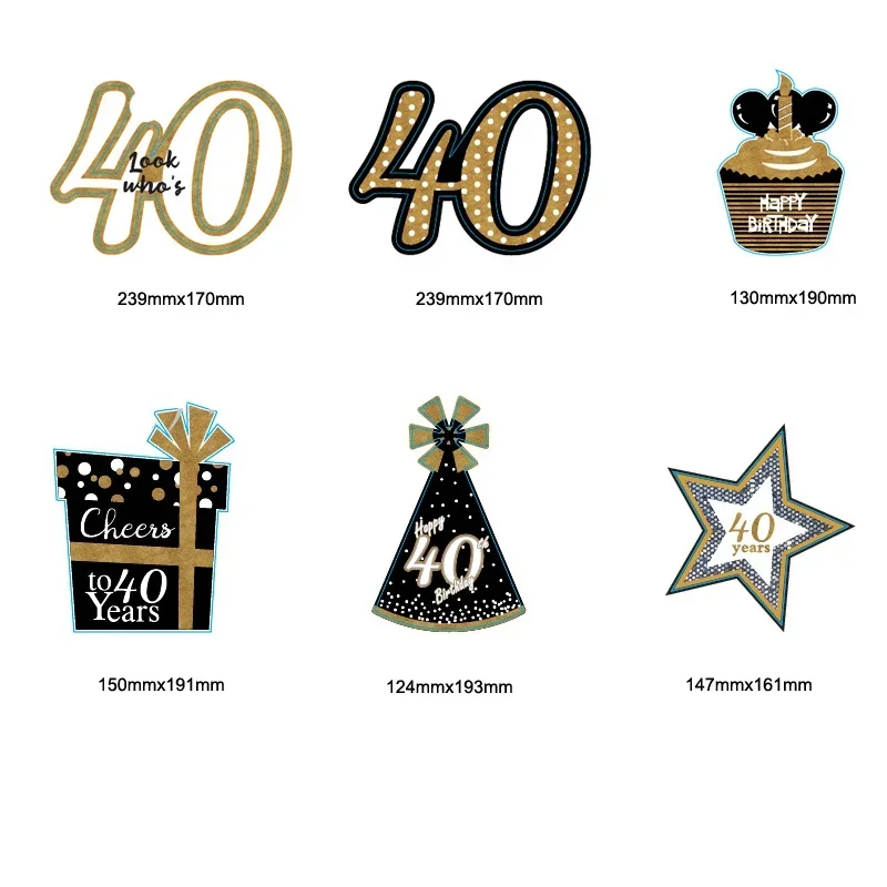 24Pcs Happy Birthday Cheers To 30 40 50 60 Centerpiece Sticks Table Toppers for 30th 40th 50th 60th Birthday Party Decoration