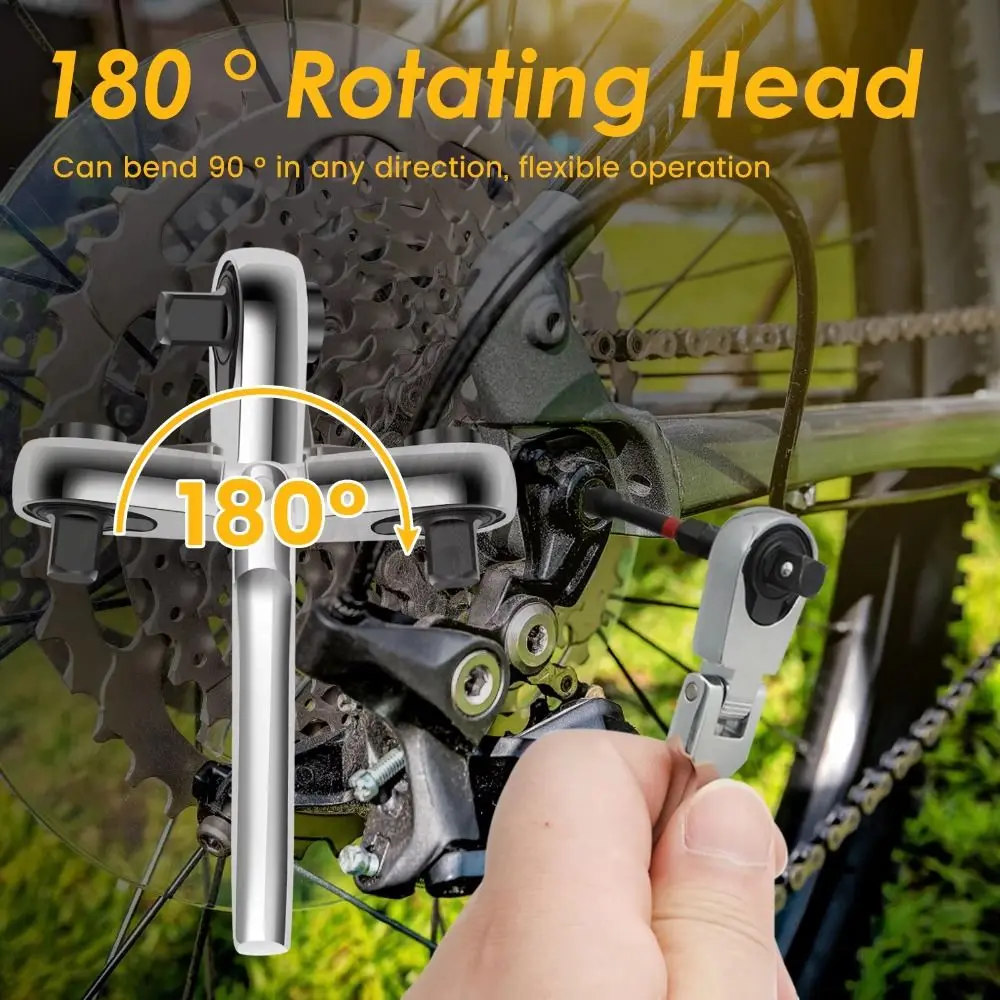 

2 in 1 Mini Ratchet Wrench Set Mini 180° Flex Head Ratchet Wrench Movable Head Bidirectional Adjustment Paddles
