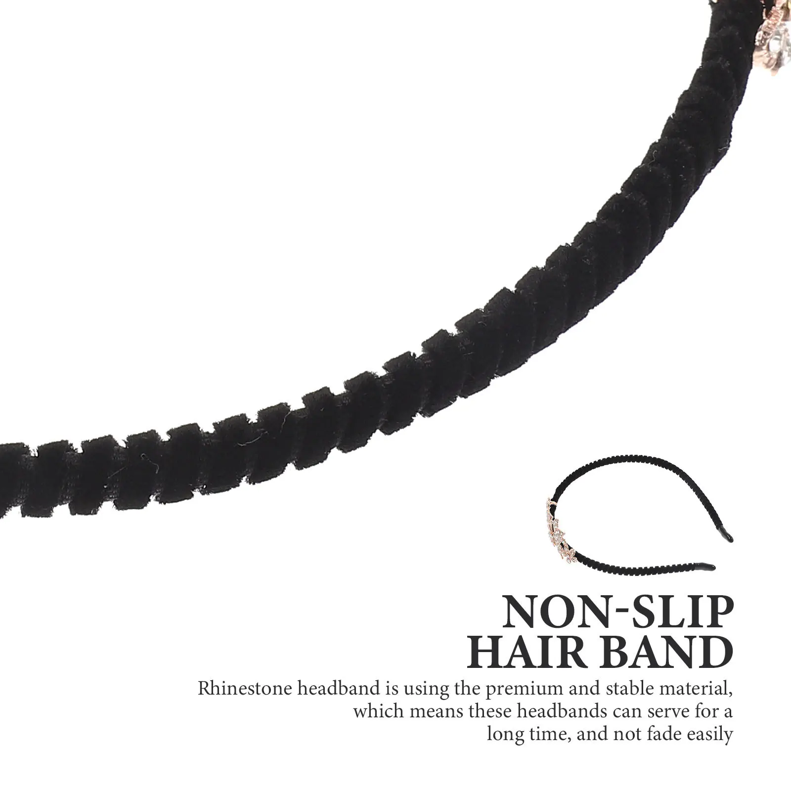 

Rhinestone Headband Non-Slip Hair Band Elegant Wedding Party Decorative Headpiece Headdress for Women Rhinestone Headband
