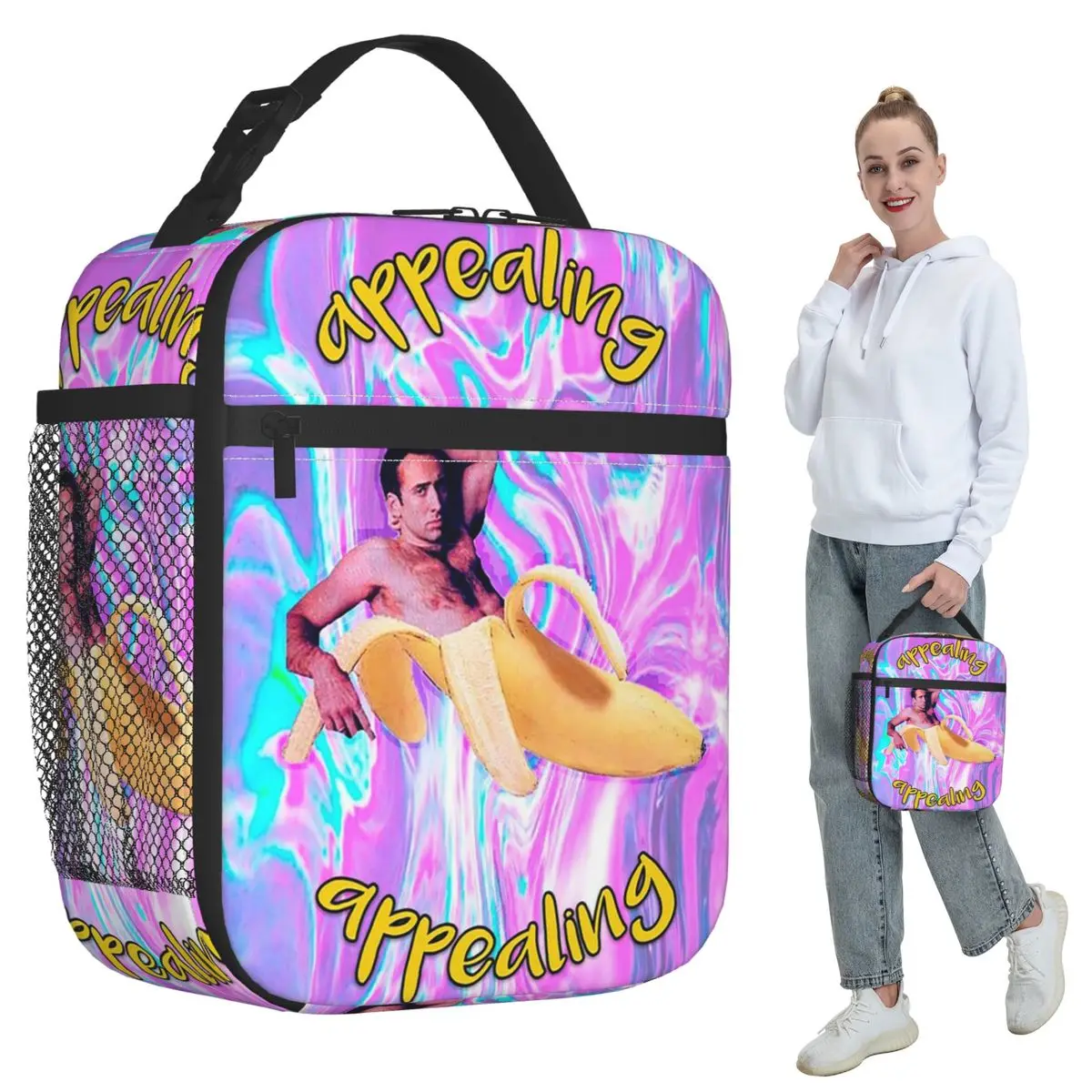 Nicholas Cage Banana Appealing Insulated Lunch Bag for Kids School Cooler Thermal Food Box Tote Portable Lunch Boxes Container