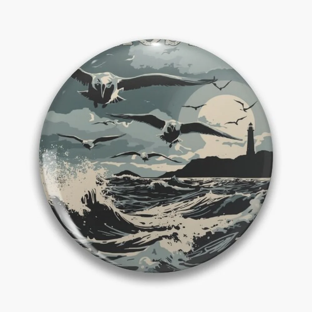 Widows Bay Ghosts Of The Tide | Vintage Coastal Mystery T-Shirt Pin Holographic Star Heart Pin Brooches Laminated Button Fashion