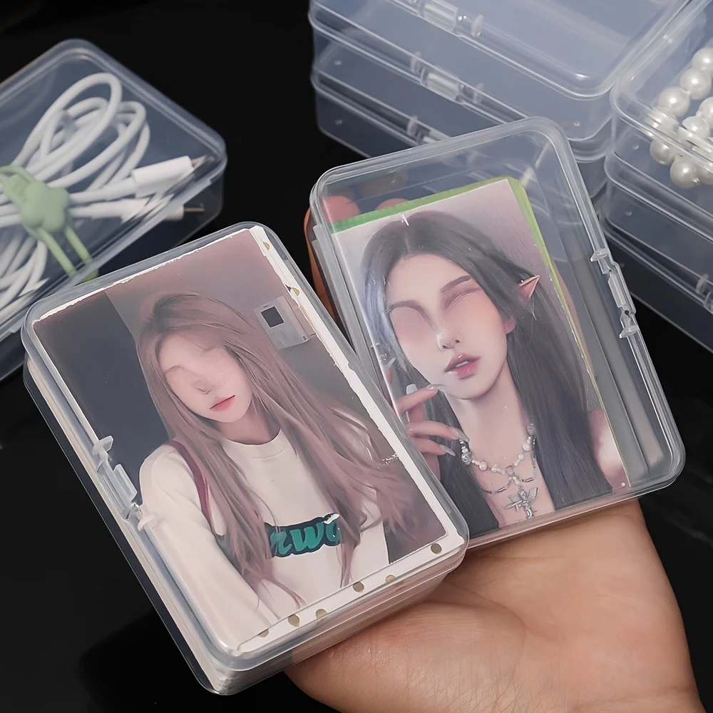 12 Stück transparente Spielkarten-Aufbewahrungsbox mit Deckel, stapelbarer Mini-Kunststoffbehälter für Visitenkarten, Clips, Schreibtisch-Organizer – Detail 8