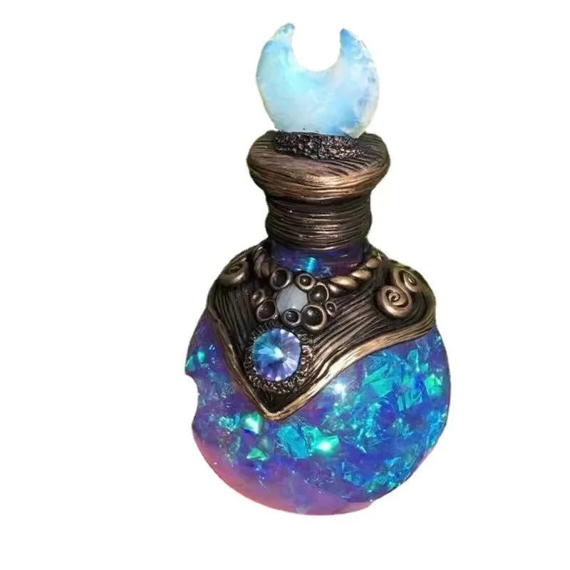 Creative Glitter Magic Bottle Figurine Exquisite Resin Craft Ornament Romantic Couple Gift for Room Decoration