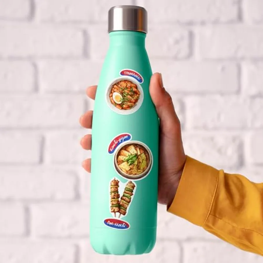 ملصقات الطعام الكورية الأصلية 28 قطعة - ملصقات طهي سيول المصورة يدويًا لمجلات كتب الطبخ والكمبيوتر المحمول