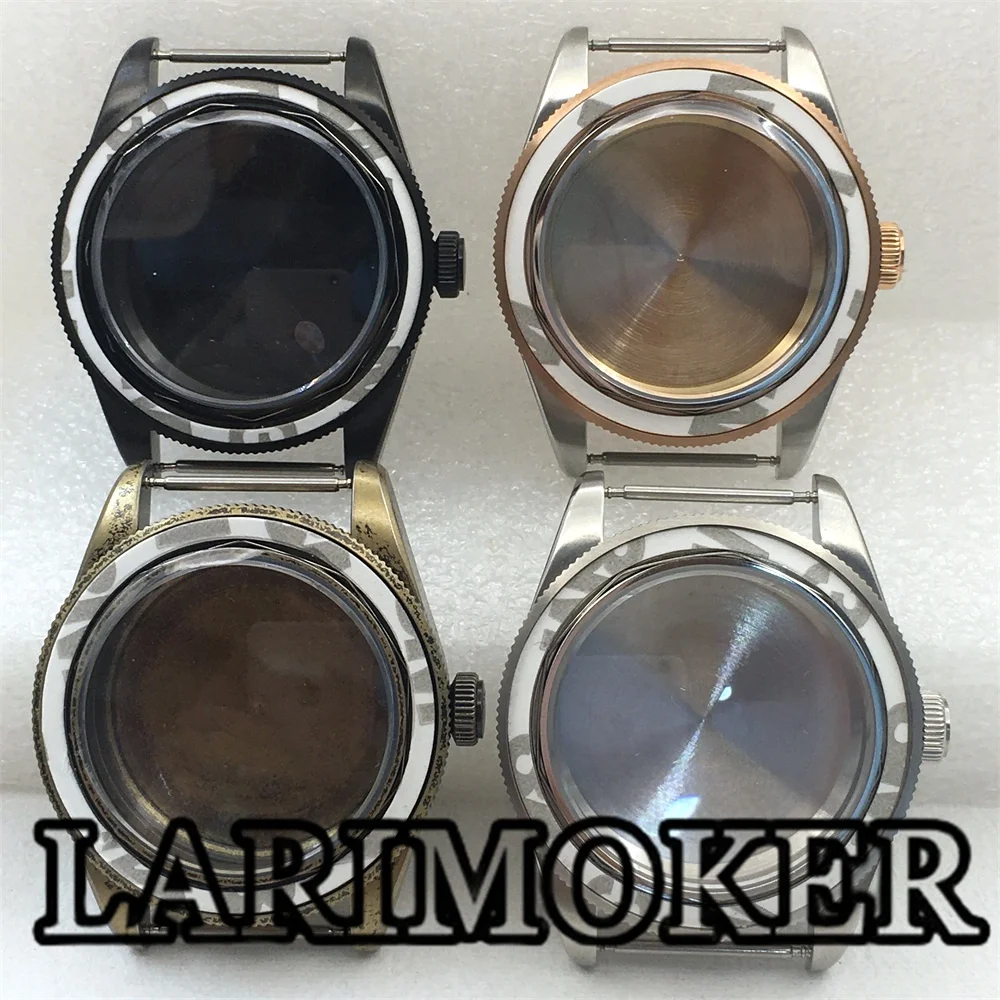 LARIMOKER 39mm Rose Gold Silver Black Case Dome Glass Sapphire Glass Fits NH34 NH35 NH36 2824 PT5000 Movement Watch Case