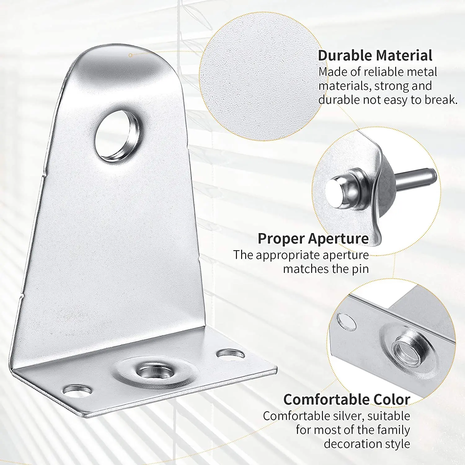 Metal Hold Down Brackets and Pins, Blind Brackets Blind Holder Replacements for Horizontal Blind Shades Window