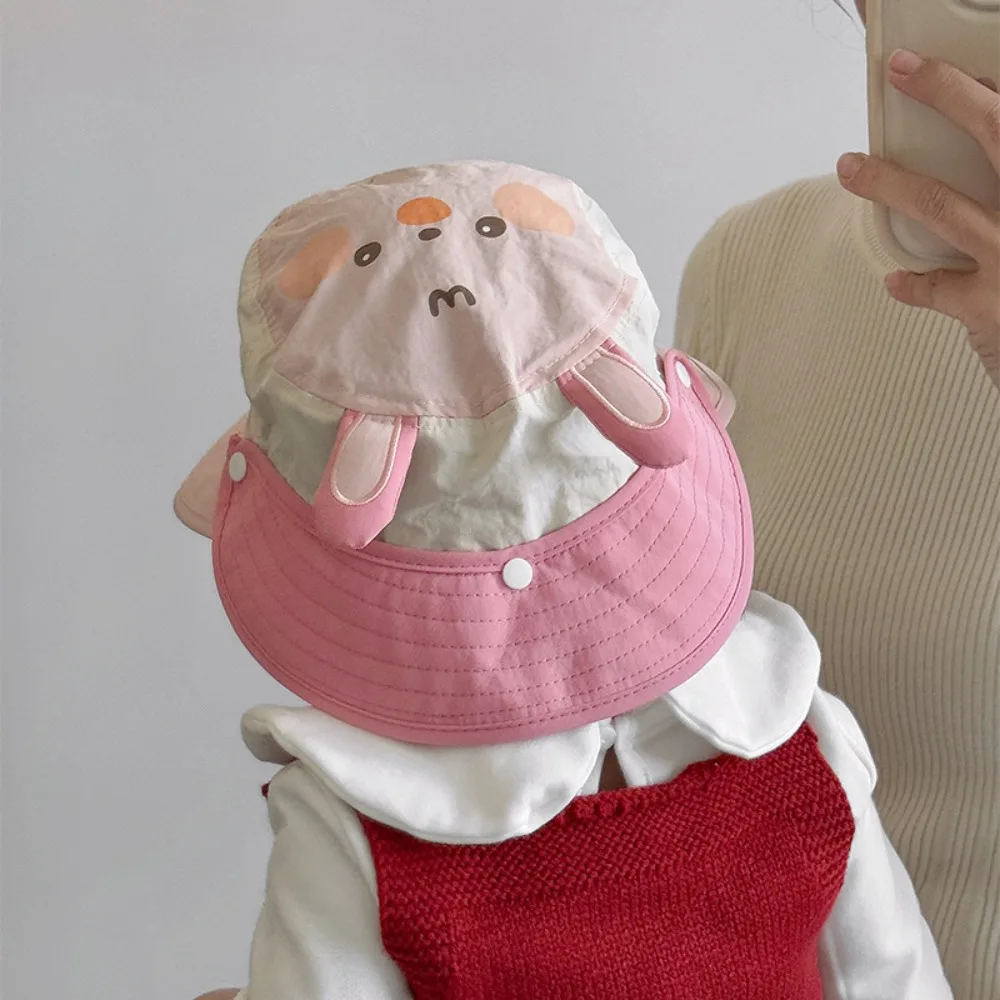 

Cute Cartoon Bunny Children Sun Hat Cotton Sunscreen Peaked Cap Large Cornice with Ears Baseball Hat Kids