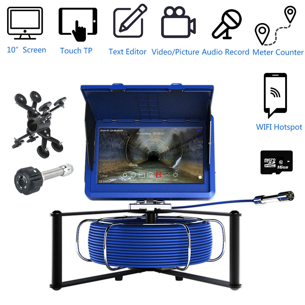 23mm HD 1080P Camera Industrial Pipe Sewer Inspection Video Camera with Meter Counter / DVR Video Recording / WIFI Wireless