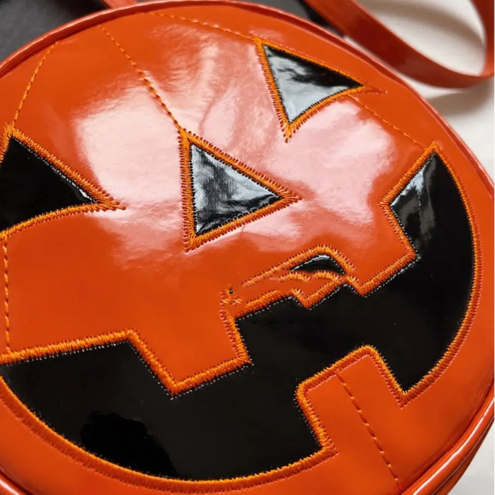 Adjustable Strap Halloween Pumpkin Crossbody Bag Purse Round Bat Wing Halloween Pumpkin Shoulder Bag Y2K Ins