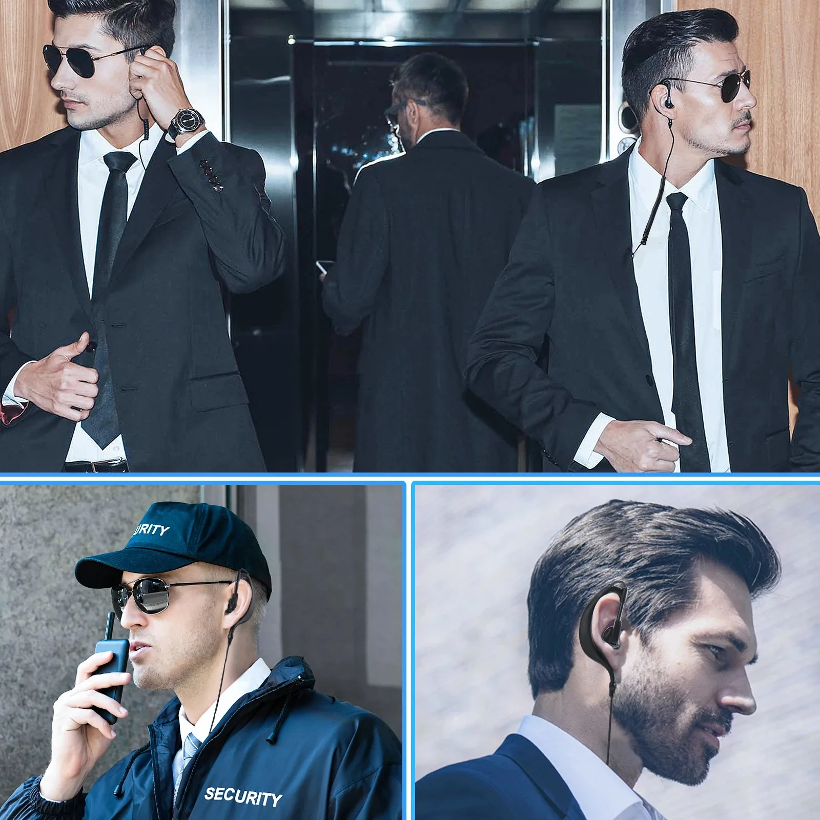 Auriculares de Escucha Única de 3.5mm, Accesorio de Auricular Individual, Protector de Oído Suave Giratorio para Walkie-Talkie, para Ambos Oídos (Izquierdo/Derecho)