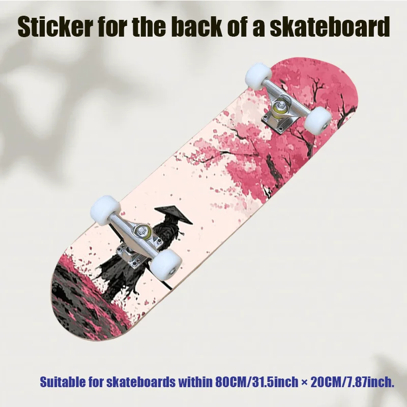 

2D плоская наклейка на заднюю панель для скейтборда с принтом «Personality Trend Punk Street Graffiti Hometown Cherry Blossoms», в уличном стиле.