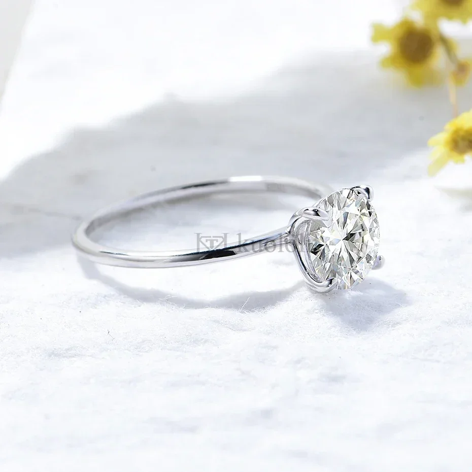 1CT‑2CT Round Cut 8.0mm D Color VVS1 Moissanite Solitaire Engagement Wedding Ring for Women, 10K/14K Solid White Gold Pass Diamond Tester Luxury Bridal Fine Jewelry Anniversary Gift view 6