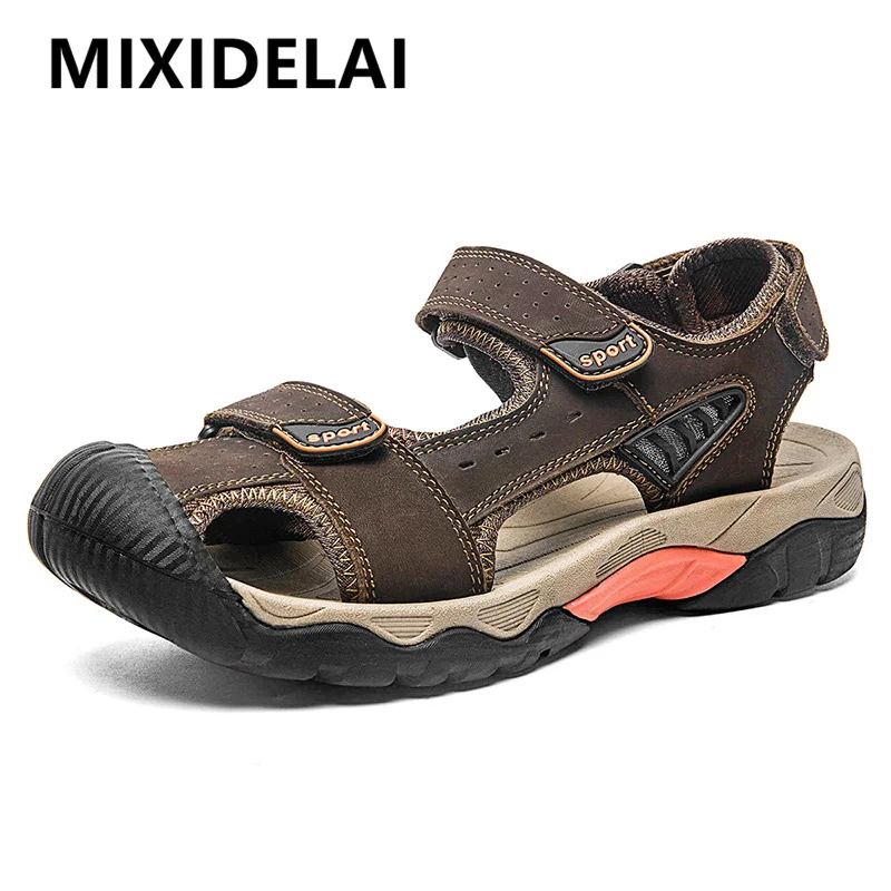 Men\'s Genuine Leather Sandals Brand Classic Summer Sandals Male Outdoor Casual Lightweight Sandal Fashion Sneakers Big Size 48