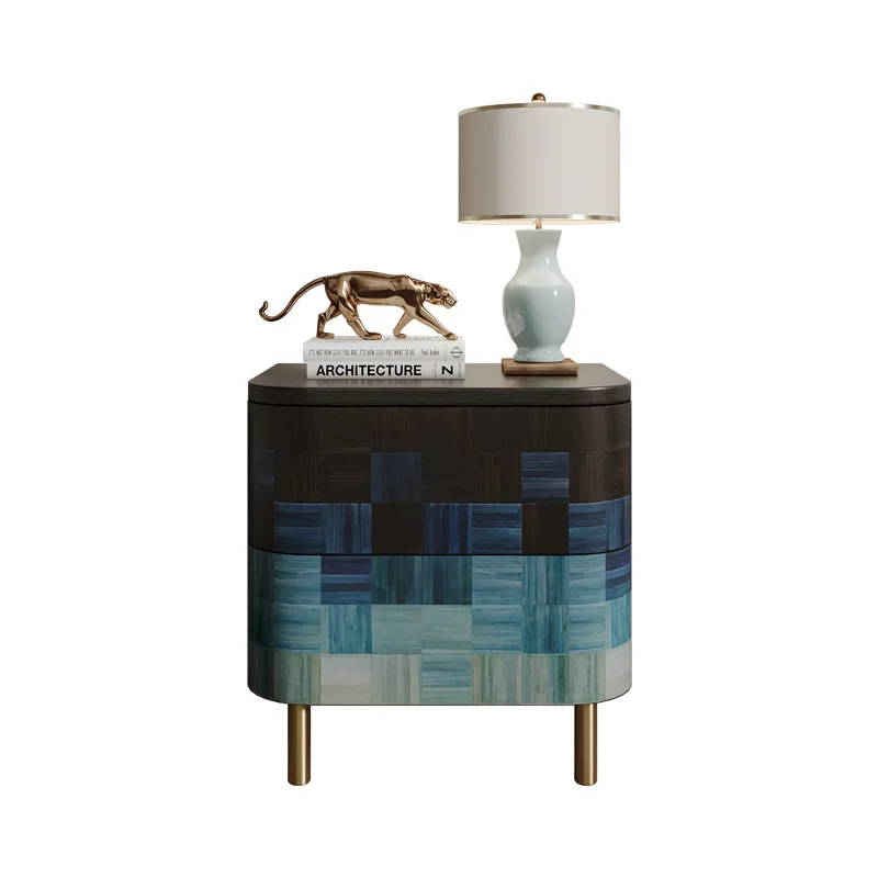 

YJQ solid wood nightstand, home bedroom bedside cabinet, modern living room high-end colorful painted storage cabinet
