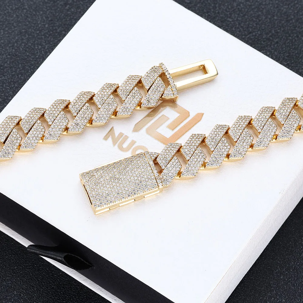 

Hip Hop Jewelry 15mm Brass Full Diamond Cuban Necklace Cubic Zirconia Sparkling Diamond High-Quality Jewelry Wholesale