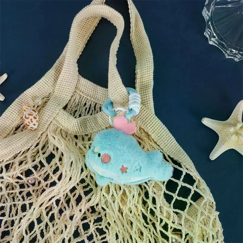 Lindo Animal del océano muñeco de peluche mascota juguetes de peluche llavero colgante cordón bolsa adornos colgantes mochila encanto llavero regalo para niños
