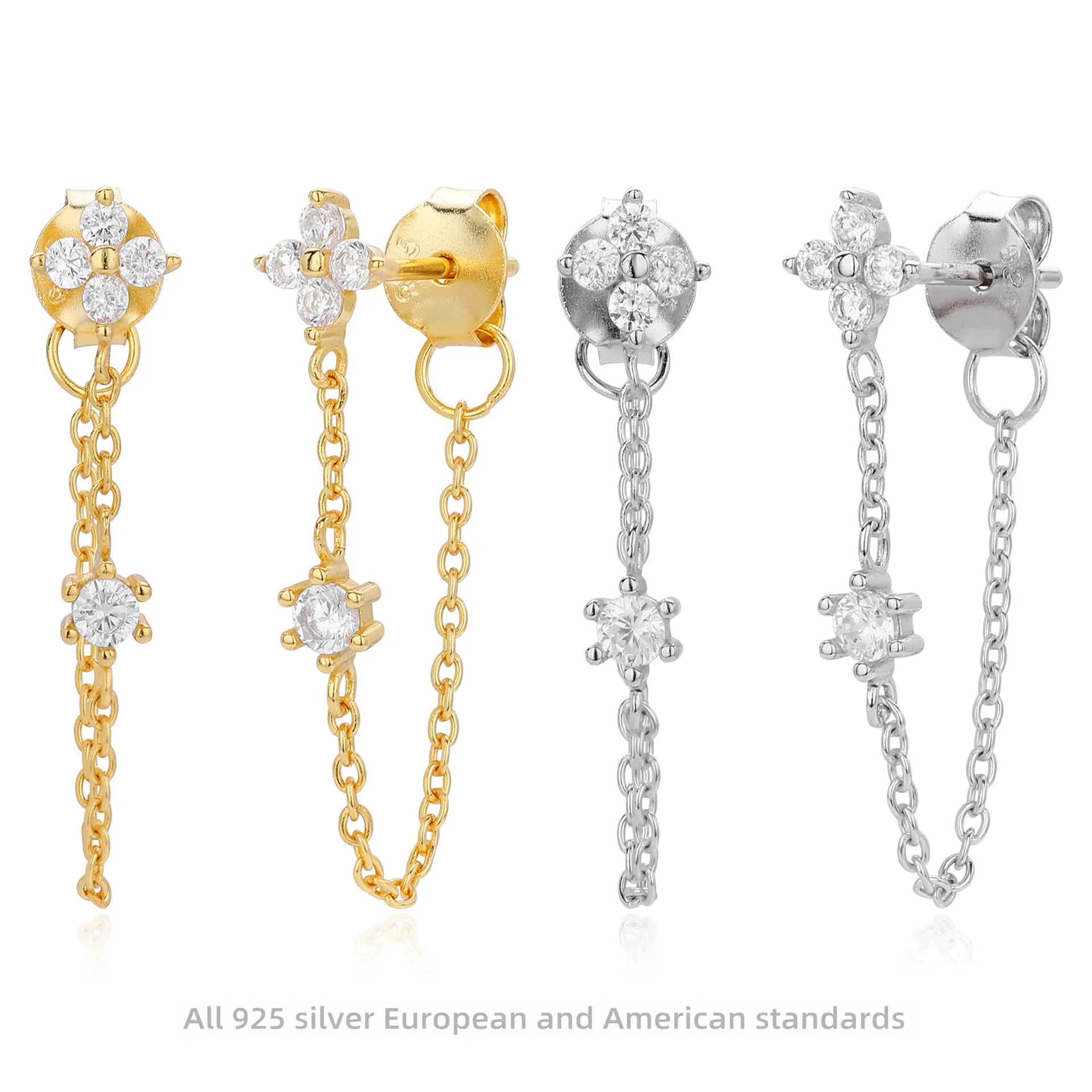 Withered S925 Pure Silver Earrings With Personalized Tassel Chain Flower Earrings For Women