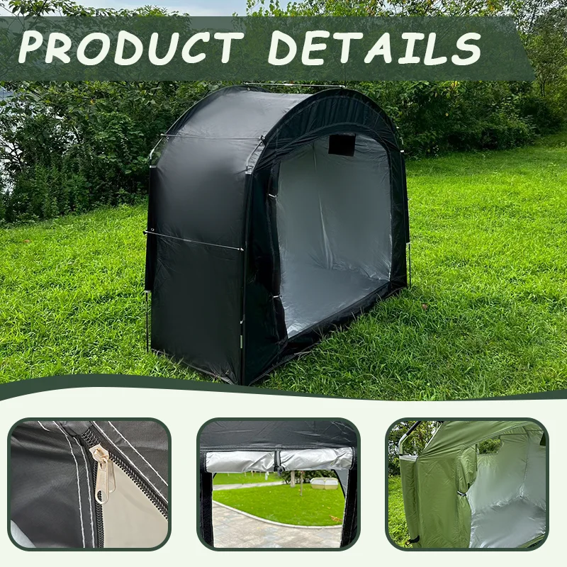 1 Pack Zipper‑Front Bike Storage Shed, Vent Window Shelter for Bike Riders, Outdoor Backyard Bicycle Storage Tent House