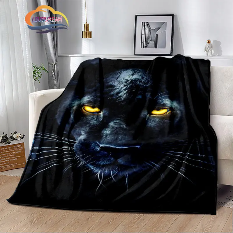 Panther Blanket Black Leopard Throws  for Living Room Sofa Bed Animal Lion Tiger   Bedroom Home Decoration