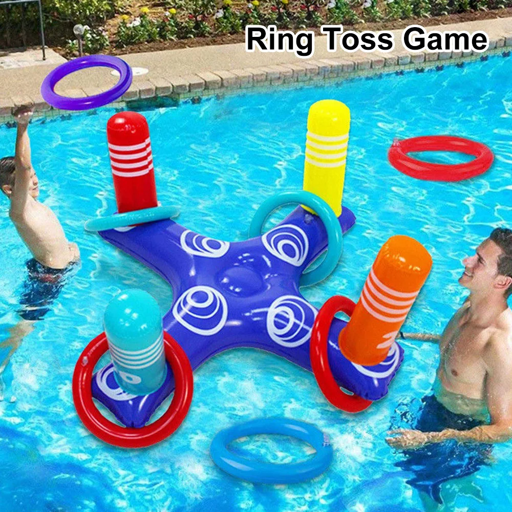 Inflatable Ring Throwing Ferrule Game Set Outdoor Summer Beach Water Toy Inflatable Ring Toss Pool Game Toy For Kids