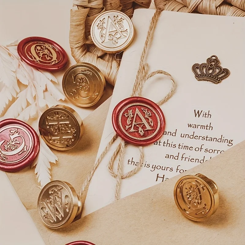 A- M Classic Various Letters Seal Wax Stamp Brass Head Letters For Cards/Envelopes/Gifts Wax Seal Stamps For Vintage Elegant