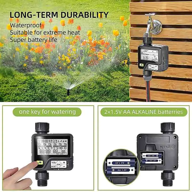 Automatische LCD Display Bewässerung Timer Garten Bewässerung Controller Mit Regen Sensor 6 Separate Programme Wasser Timer