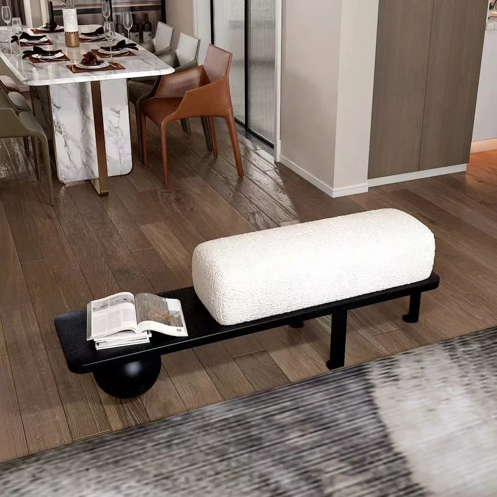 Taburete de cambio de zapato Simple moderno de lujo a la moda, muebles para el hogar y la sala de estar, taburete largo de lujo con Base de Metal