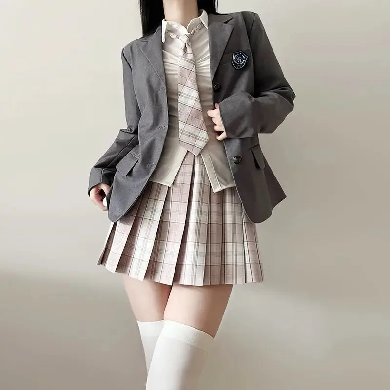JK Uniform Spring sweet cute suit jacket College Shirt Kawaii JK Uniform Pleated skirt three-piece college-style suit